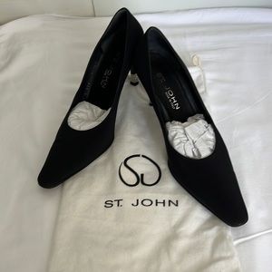 St. John vintage satin pumps with crystals